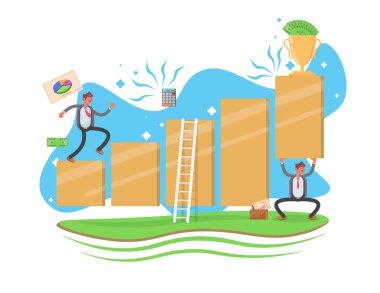 Başarı için yol oluşturma. İş başarı. İş vektör konsept illüstrasyon - vektör