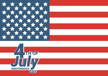 Mutlu 4 Temmuz ABD Bağımsızlık Günü tebrik kartı sallayarak Amerikan ulusal bayrak ve metin tasarım yazı el ile. Vektör çizim. -Vektör