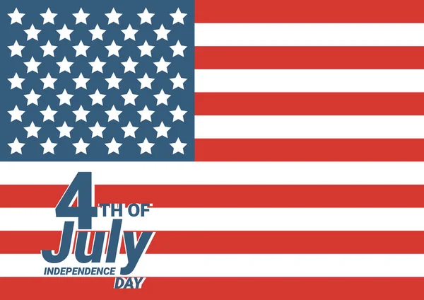 Feliz 4 de julho EUA Independência Dia cartão de saudação com acenando bandeira nacional americana e mão lettering texto design. Ilustração vetorial. - Vector — Vetor de Stock