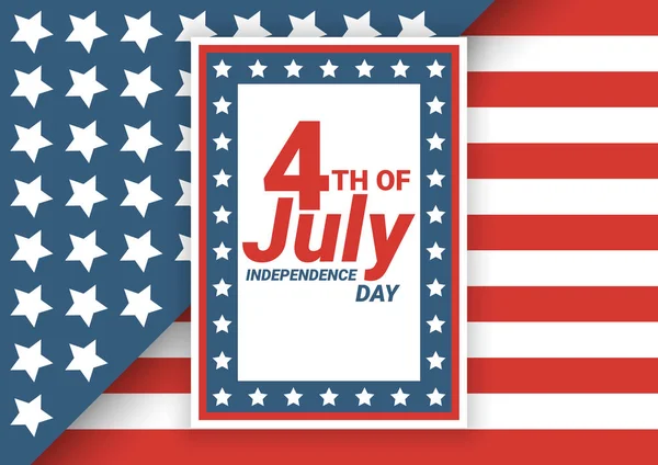 Feliz 4 de julho EUA Independência Dia cartão de saudação com acenando bandeira nacional americana e mão lettering texto design. Ilustração vetorial. - Vector — Vetor de Stock