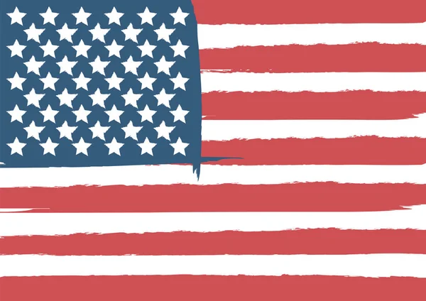 Glücklicher 4. Juli USA eine Glückwunschkarte zum Unabhängigkeitstag mit schwenkender amerikanischer Nationalflagge und handgeschriebenem Text-Design. Vektorillustration. - Vektor — Stockvektor