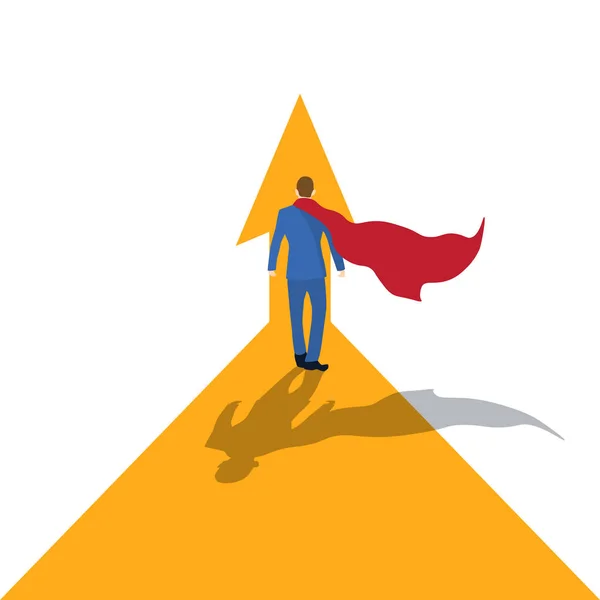 Lider ok üzerinde duruyor ve hedefine doğru ilerliyor. Kavram iş illüstrasyon. - Vektör