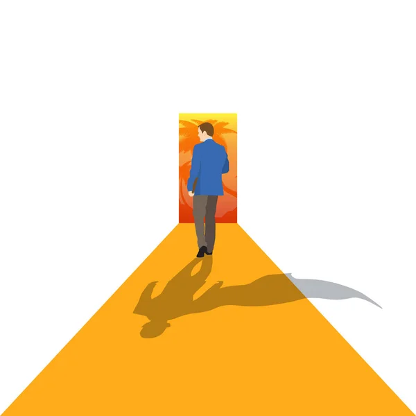 Líder se para en la flecha y se mueve a su objetivo. Ilustración de negocio conceptual. - Vector — Vector de stock