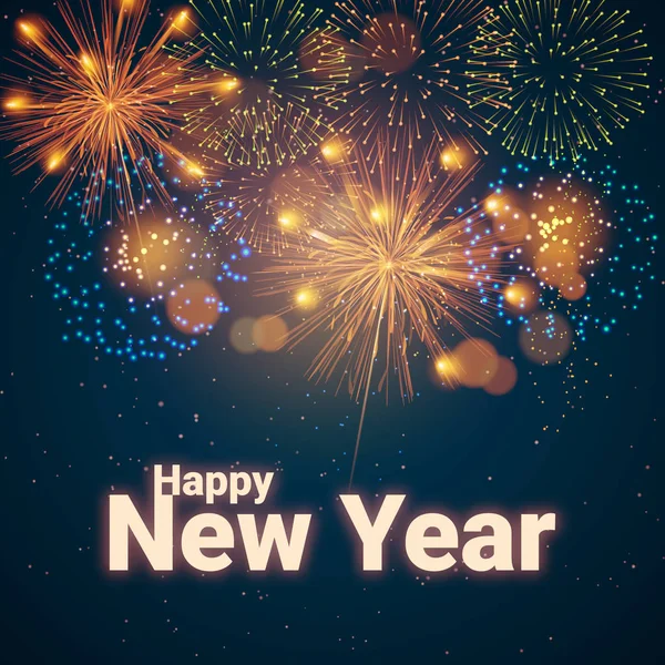 Yeni Yılınız Kutlu Olsun. Tatil vektör Illustration. Havai fişek ile parlak yazıt-vektör