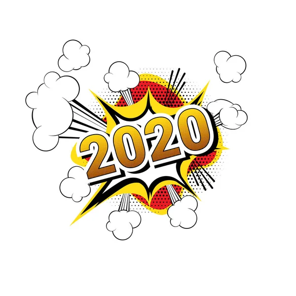 Vektor - 2020 Kata-kata gaya buku komik diisolasi pada latar belakang putih . - Stok Vektor