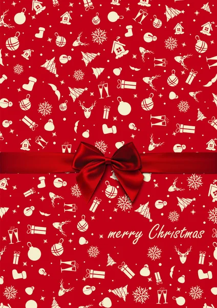 Вектор - червоний лук на червоному різдвяному папері. Різдвяна листівка. З Новим роком . — стоковий вектор