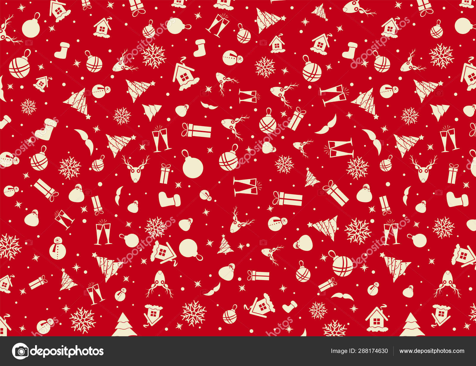 Vector - Red Christmas wrapping paper. Christmas card. Happy New