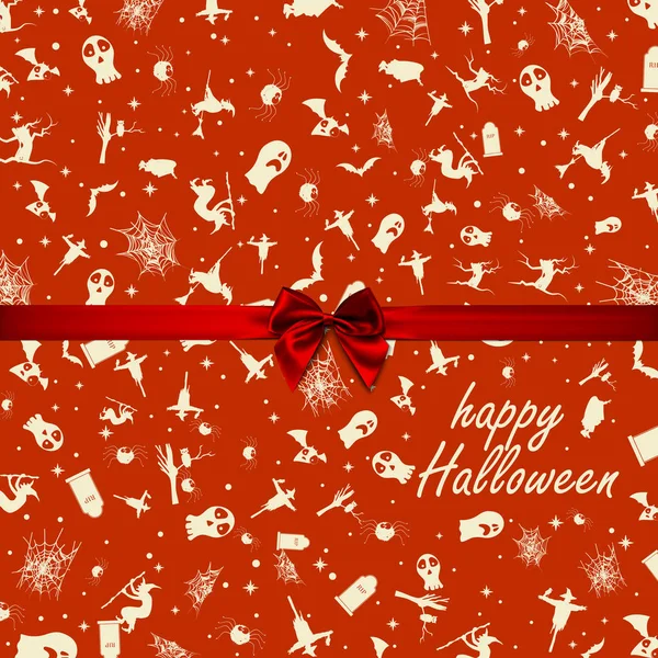 Halloween-Karte mit quadratischem Rahmen und flachen Urlaubssymbolen. Vektorillustration. - Vektor — Stockvektor