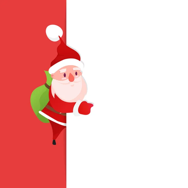 Feliz Santa Claus, indica con el dedo índice en espacio de copia en blanco. Publicidad y concepto - Vector — Vector de stock