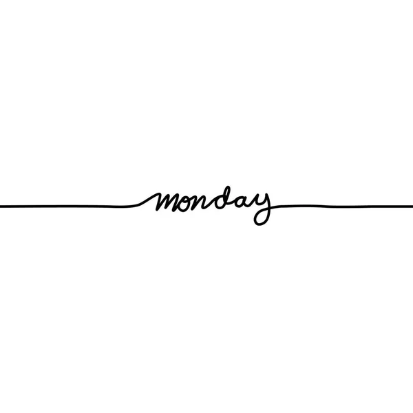 Monday, day of the week in a continuous line, on a white background. - Vector — Stock Vector