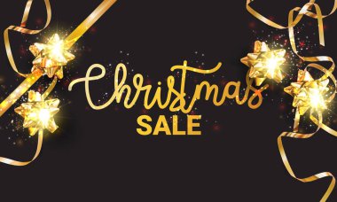 Kar taneleri desenli Noel indirimi afişi - Vektör