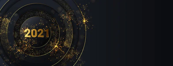 뉴이어 2021 디자인 템플릿 포스터 현수막 별들이 장식을 — 스톡 벡터