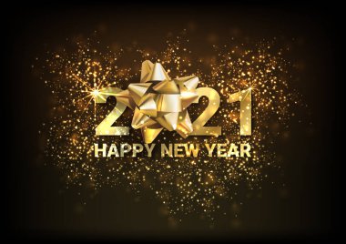 Yeni yılın kutlu olsun 2021. Güzel kare tatil web panosu ya da havai fişek arka planında Mutlu Yıllar 2021 yazılı ilan panosu. - Vektör illüstrasyonu