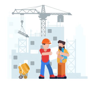 Mimari proje planlama, geliştirme ve onaylama. İnşaat işlerinin kontrolü. İnşaat endüstrisi konsepti. Profesyonel müteahhitler ve mühendisler. - Vektör illüstrasyonu