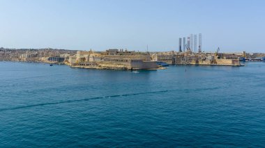 Fort St Angelo Birgu Malta'da Valetta yatay fotoğraf görüntülemek