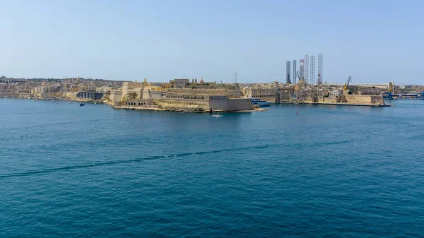 Fort St Angelo Birgu Malta'da Valetta yatay fotoğraf görüntülemek