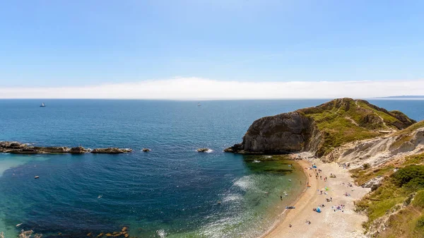 赛特海岸线 也被称为侏罗纪海岸 在英格兰南部英吉利海峡海岸的世界遗产遗址 夏季2018 — 图库照片