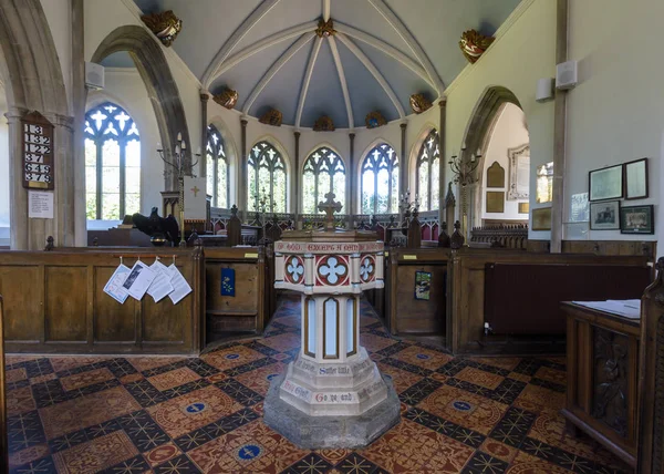 Moreton Inglaterra Julio 2018 Iglesia San Nicolás Font — Foto de Stock