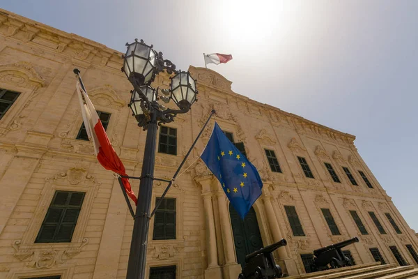 Vár Palota Valletta Málta Európai Unió Máltai Falg Holland Szög — Stock Fotó