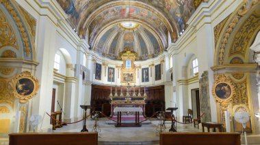Valletta, Malta - 4 Temmuz 2018: Kilise Our Lady zafer sunak, Valletta'nın ilk Kilisesi 1566, Barok mimari