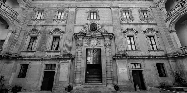 Facade National Museum Natural History Mdina Malta Black White Horizontal — Stock Photo, Image