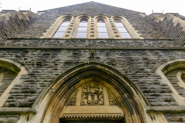 Swansea Verenigd Koninkrijk Aug 2018 Mary Kerk Facade Onderaanzicht — Stockfoto