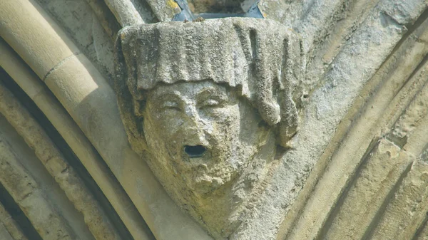 Corbel Head West Front Salisbury Cathedral Gargoyle Early English Gothic — Fotografie, imagine de stoc