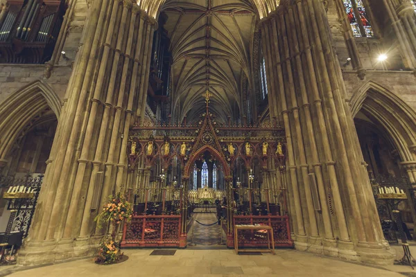 Lichfield Inglaterra Outubro 2018 Interiores Catedral Lichfield Rood Screen Vista — Fotografia de Stock