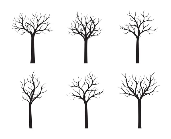 Σετ Μαύρη Γυμνή Δέντρα Εικονογράφηση Διάνυσμα Φυτά Και Τον Κήπο — Διανυσματικό Αρχείο