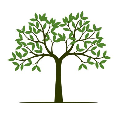 Yeşil bahar ağaç yaprakları ile. Vektör çizim. Bahçede bitki.