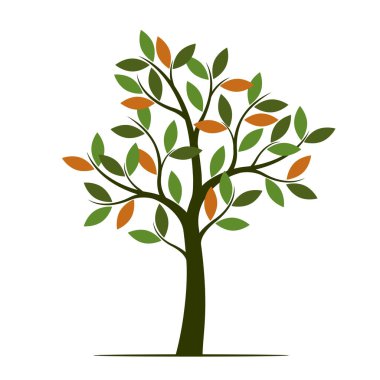 Yeşil yaz ağaç. Vektör çizim. Bahçede bitki.