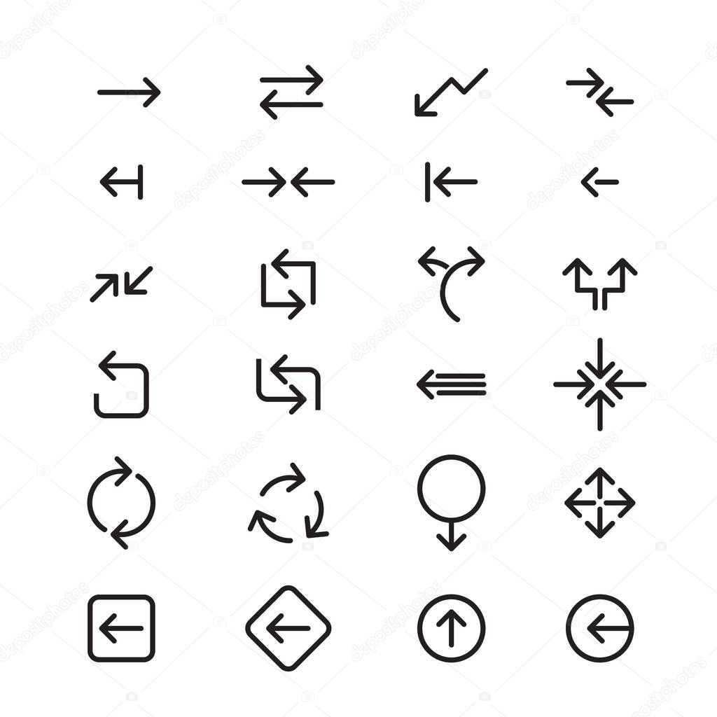 Set of black vector arrows. COLLECTION OF SIGNS AND ICONS.
