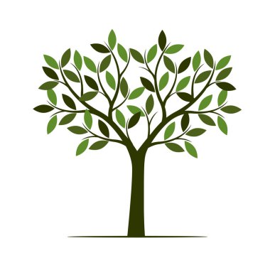 Yeşil yaz ağaç. Vektör çizim. Bahçede bitki.