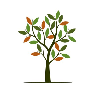 Yeşil yaz ağaç. Vektör çizim. Bahçede bitki.