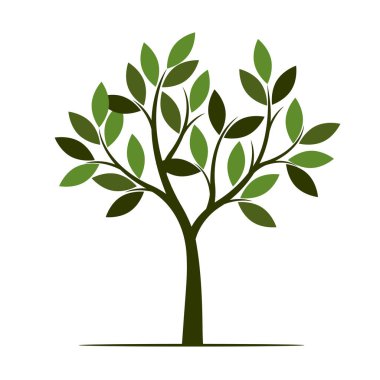 Yeşil yaz ağaç. Vektör çizim. Bahçede bitki.