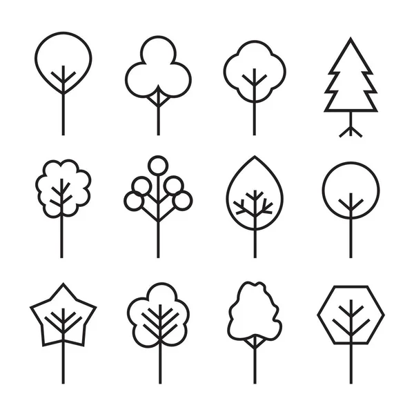 Conjunto Iconos Árboles Ilustración Vectorial Plantas Jardín — Vector de stock