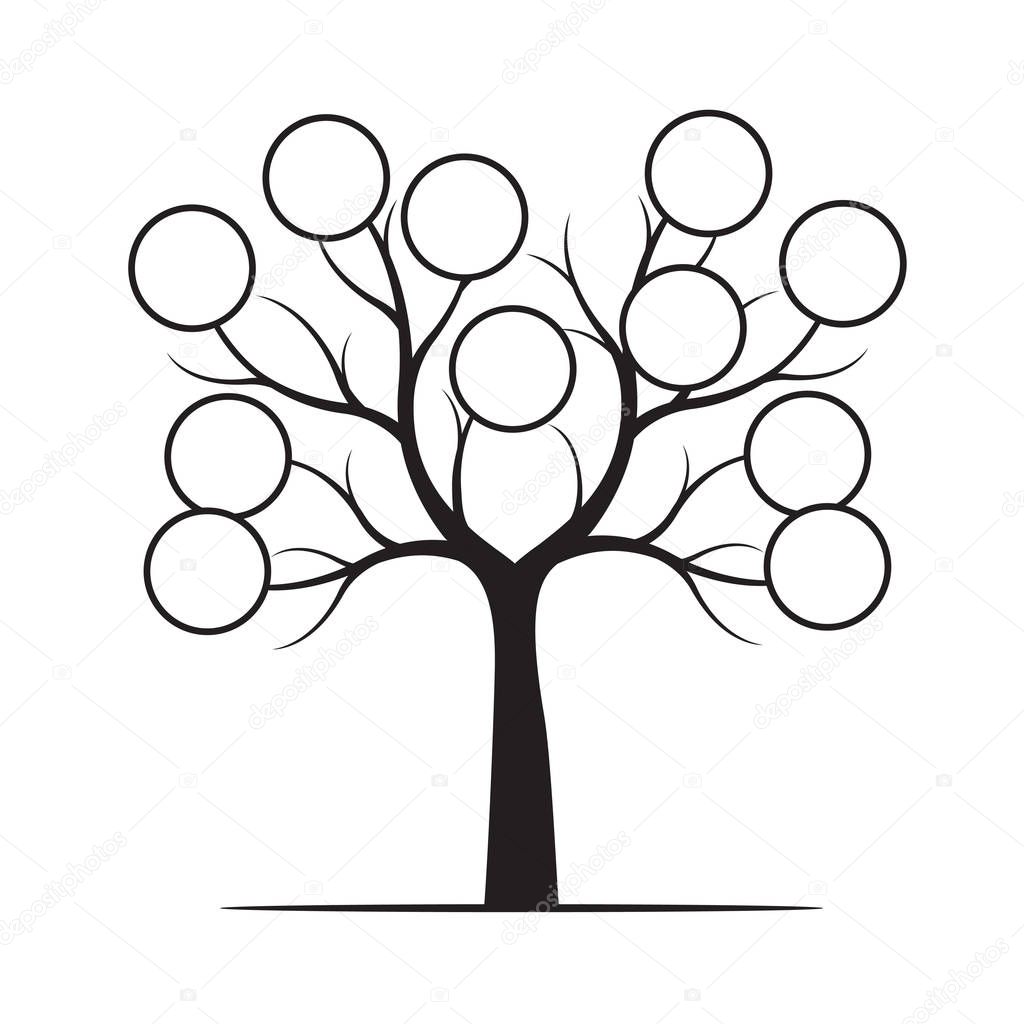 Black Tree with Rings. Vector Illustration. Plants and garden.