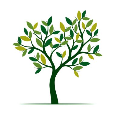 Yeşil bahar ağacı. Vektör çizim. Bahçede bitki.