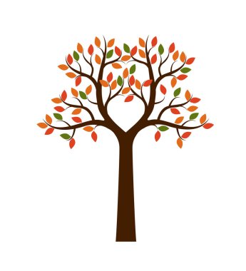 Renk sonbahar ağaç şeklinde. Vektör çizim.