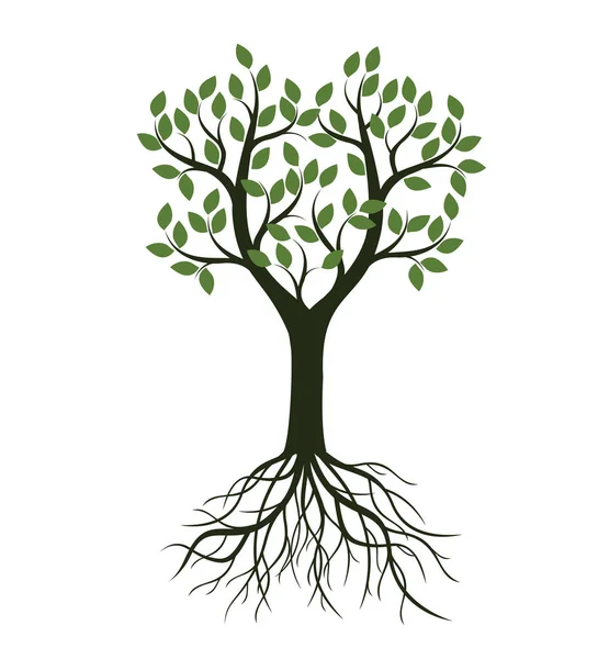 Forma Árvore Com Raízes Ilustração Vetorial Planta Jardim — Vetor de Stock