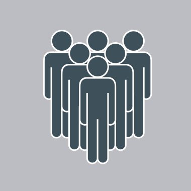 Gri arka plan üzerinde izole düz stil simge kümesinde. İnsanlar bir sembolü infographics ve web sitesi için. Vektör çizim ve grafik tasarım.