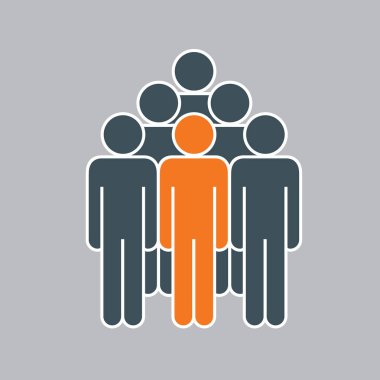 Gri arka plan üzerinde izole düz stil simge kümesinde. İnsanlar bir sembolü infographics ve web sitesi için. Vektör çizim ve grafik tasarım.