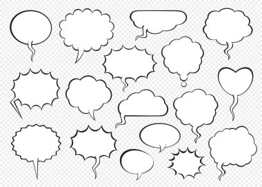 Komik konuşma balonları kümesi. Vektör çizim.