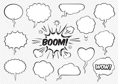 Komik konuşma balonları kümesi. Vektör çizim.