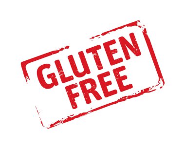 Kırmızı grunge damga ve metin Gluten Free.