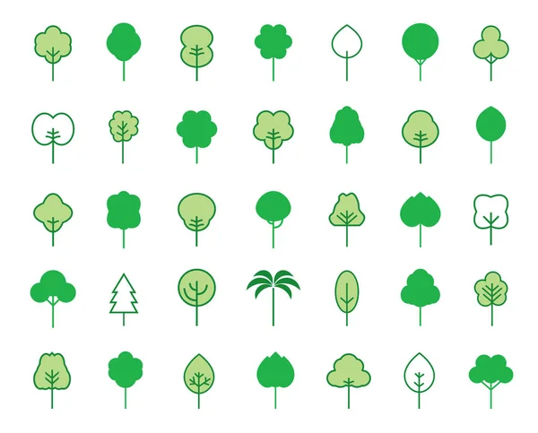 Набор иконы Зеленого дерева. Векторная миграция . — стоковый вектор