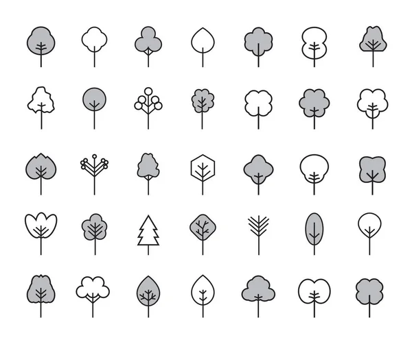 Ensemble de contour icône de l'arbre. Illustration vectorielle . — Image vectorielle