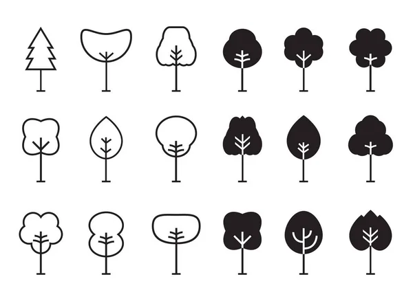 Set di icone dell'albero di contorno. Illustrazione vettoriale . — Vettoriale Stock