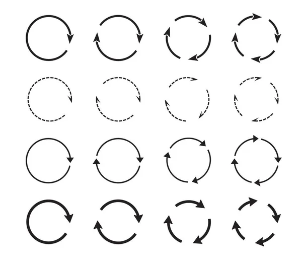 Ensemble Flèches Cercle Noir Les Icônes Vectorielles Rafraîchissent Rechargent Téléchargent — Image vectorielle