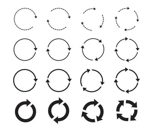 Ensemble Flèches Cercle Noir Les Icônes Vectorielles Rafraîchissent Rechargent Téléchargent — Image vectorielle